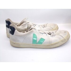 women's Size 7- Veja Esplar SE White/Turquoise Canvas Shoe